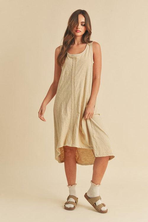 Aemi + Co High-Low Hem Scoop Neck Midi Tank Dress