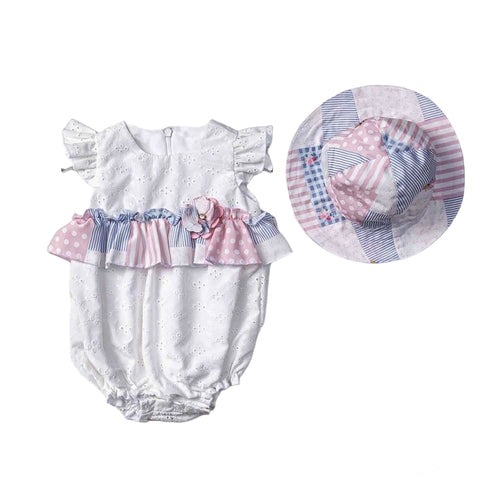 Infant Girl's 2-Piece Summer Romper with Flutter Sleeves & Bonus