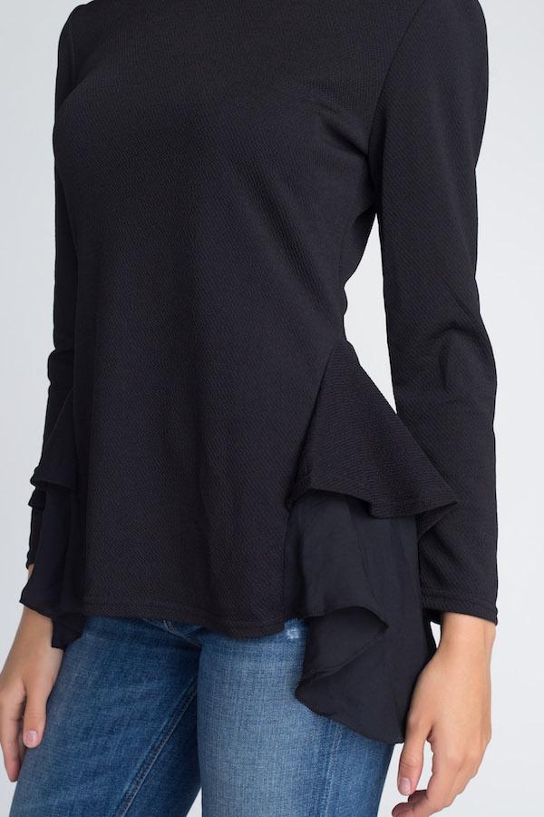 Blusa con volantes y mangas largas para mujer