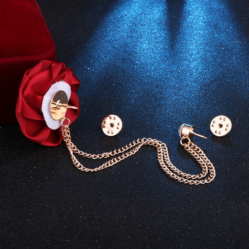 Fashion Handmade Rose Brooch Tassel Men Suit