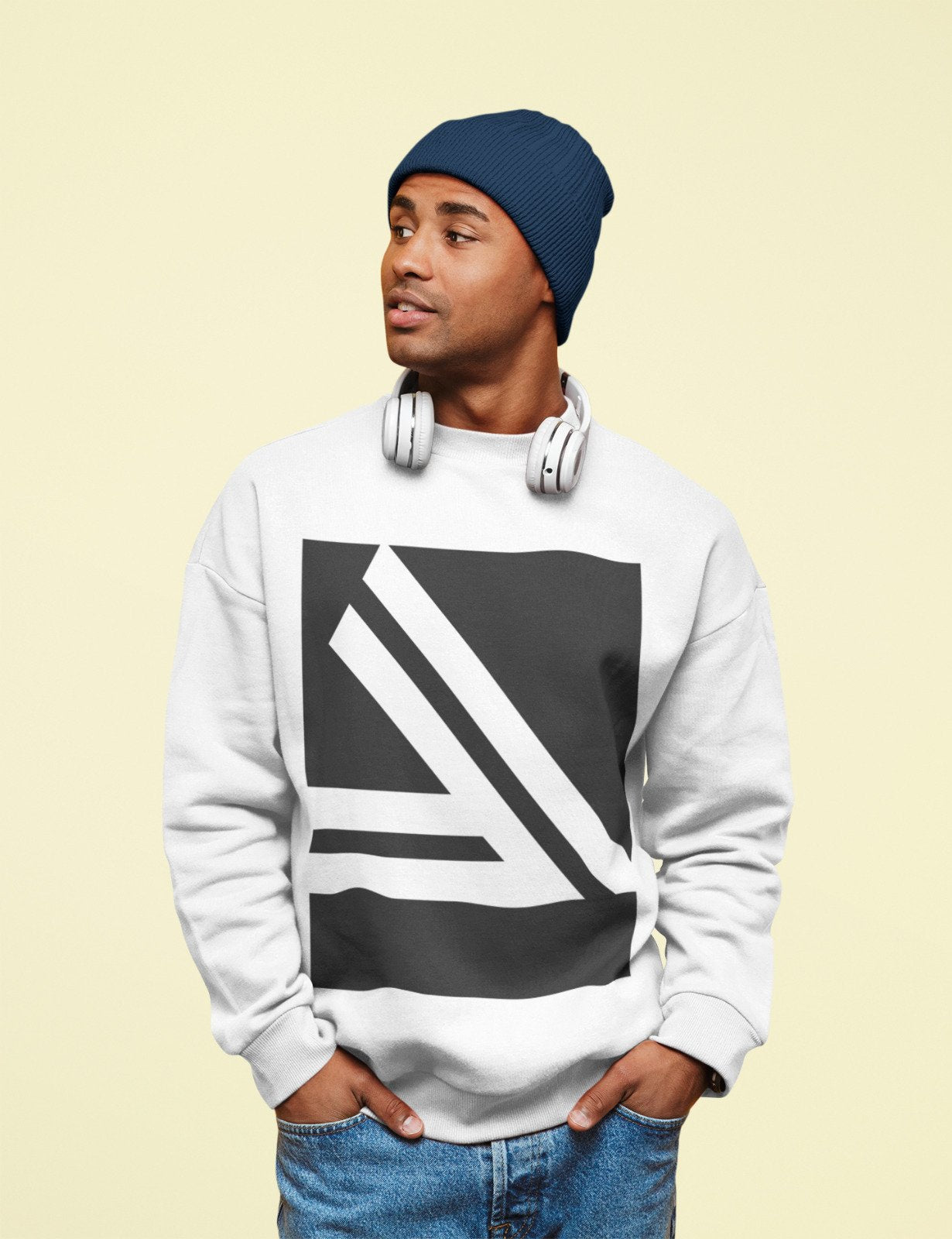 Sudadera con cuello redondo y logotipo doble inclinado para hombre