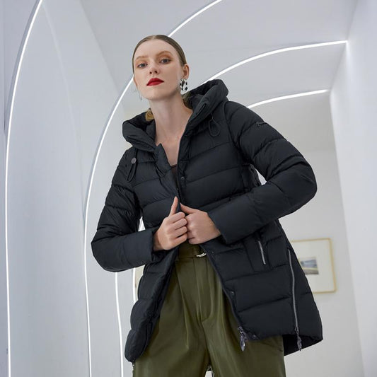 Abrigo de invierno con capucha cálido para mujer, chaqueta de mujer, chaqueta tipo parka informal