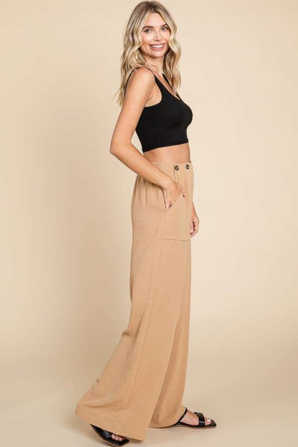 Pantalones cargo de cintura alta y pierna ancha de talla grande con código cultural