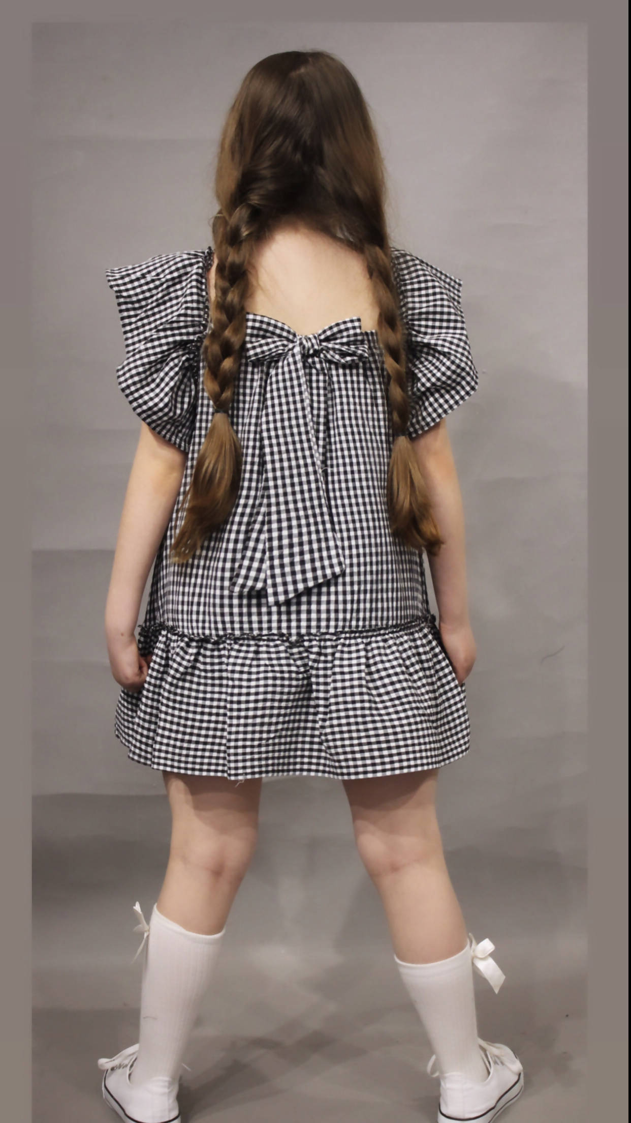 Vestido de niña con mangas onduladas, vestido estilo seersucker de verano 