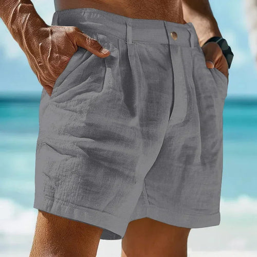 Pantalones cortos de playa de lino y algodón para vacaciones en la playa