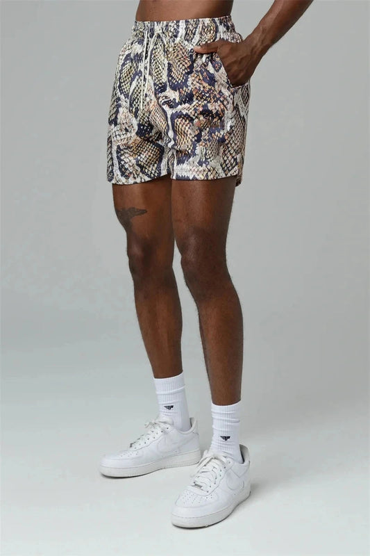 Pantalones cortos de playa con estampado de serpiente para hombre