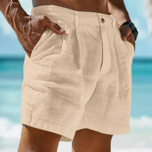 Pantalones cortos de playa de lino y algodón para vacaciones en la playa