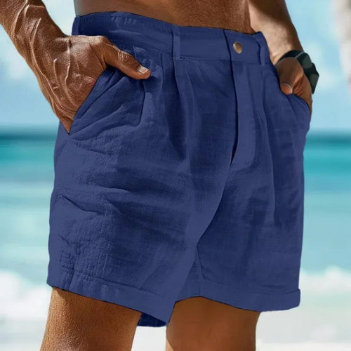 Pantalones cortos de playa de lino y algodón para vacaciones en la playa