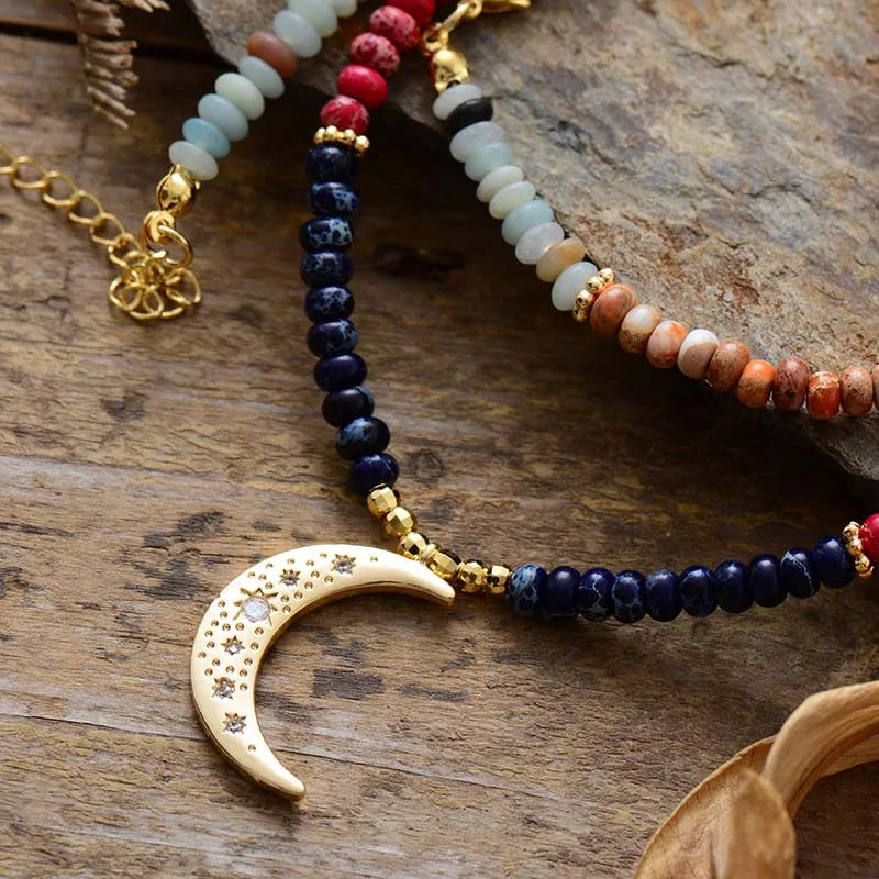 Collar de luna de los 7 chakras