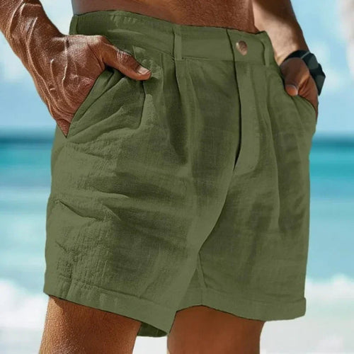 Pantalones cortos de playa de lino y algodón para vacaciones en la playa