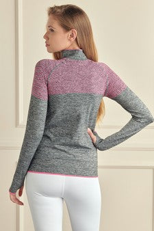 Chaqueta con media cremallera y agujeros para los pulgares para mujer, sin costuras, ideal para el otoño