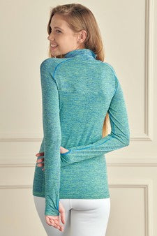 Women's Seamless Half Zipper Jacket with Thumb Holes - Great for Fall