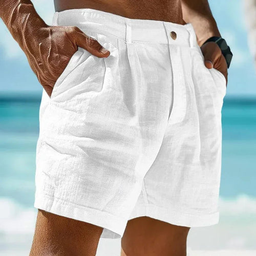 Pantalones cortos de playa de lino y algodón para vacaciones en la playa