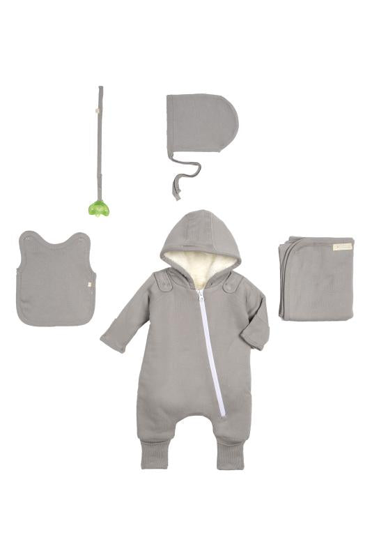 Mono + babero Smart Cuddly - Gris