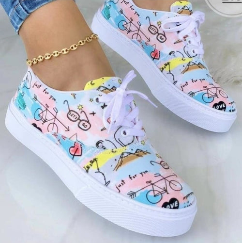 Zapatillas deportivas de moda para mujer con grafiti 2022 