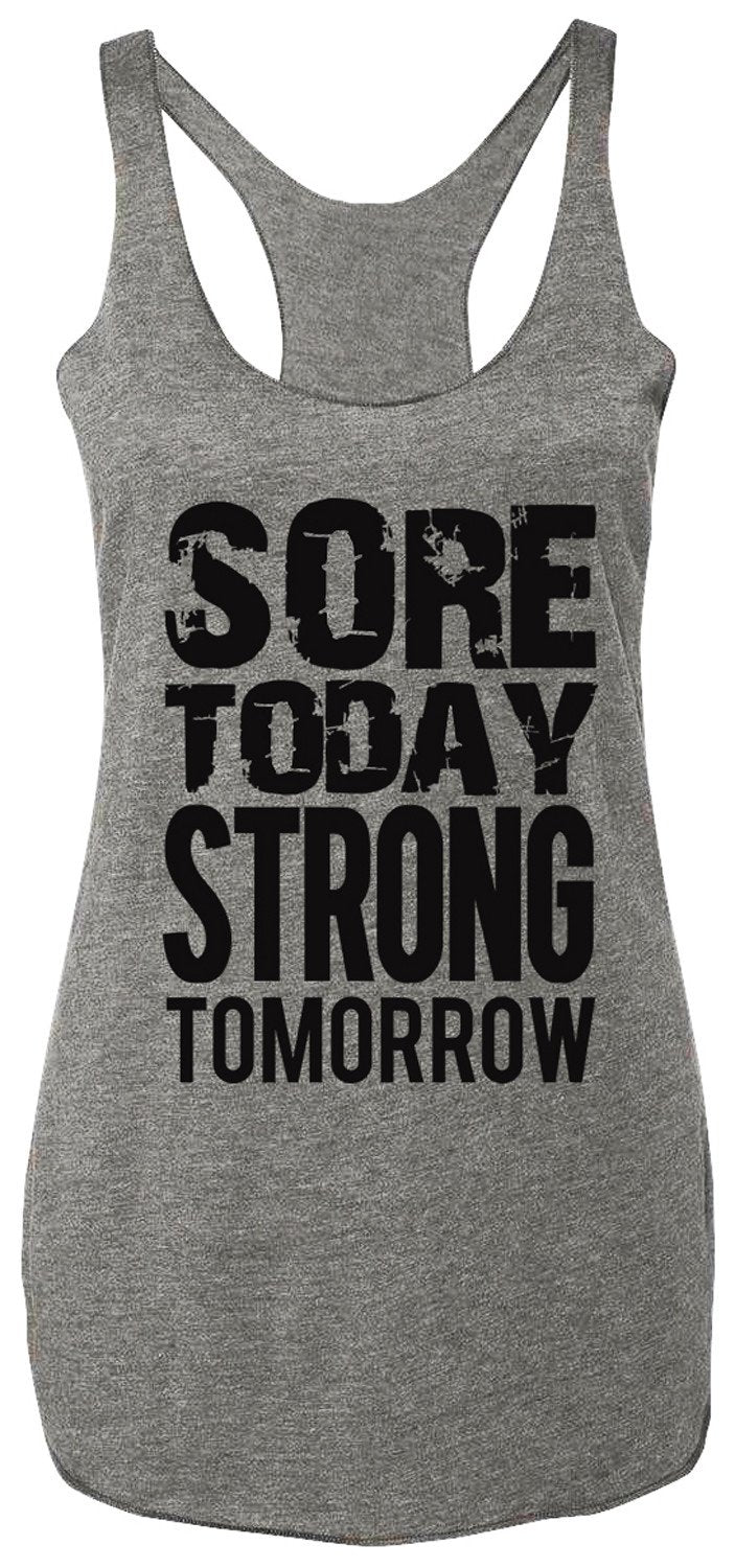 Camiseta sin mangas gris con negro para entrenamiento Sore Today STRONG Tomorrow