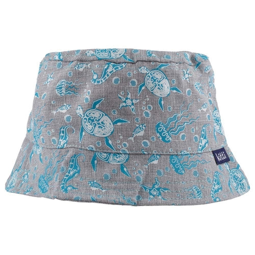 Gorro de pescador para bebé con estampado de vida marina, animales marinos y temática náutica