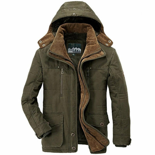 Parka de invierno con capucha y forro polar interior para hombre