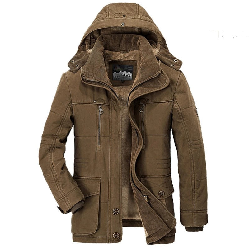 Parka de invierno con capucha y forro polar interior para hombre