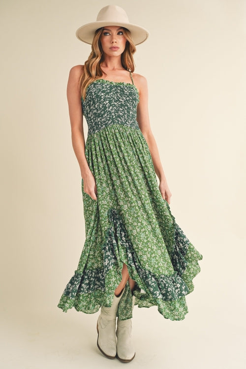 Aemi + Co Ditsy Floral Ruffled Hem Maxi Cami Dress