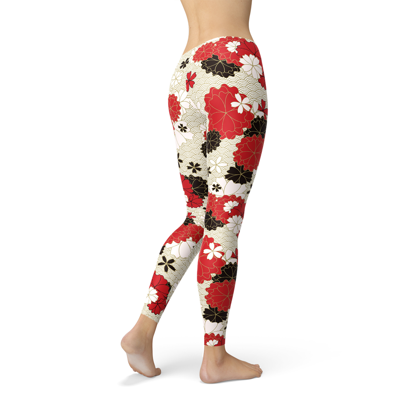 Leggings de mujer con estampado de flores de cerezo japonesas