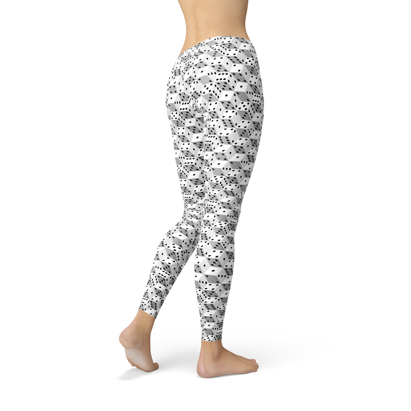 Leggings de dados en blanco y negro para mujer