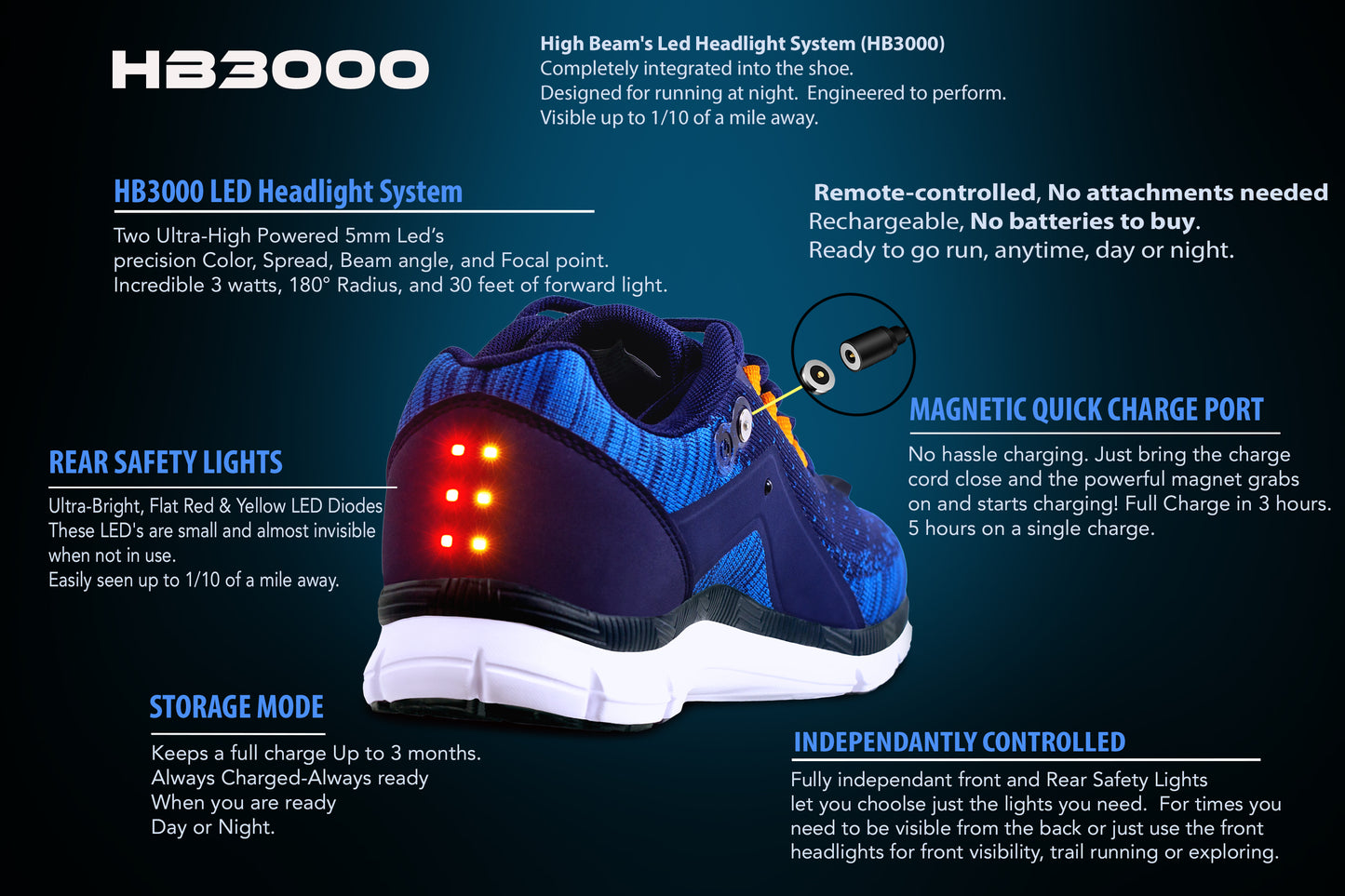 Zapatos para correr de noche para hombre con luces de seguridad incorporadas