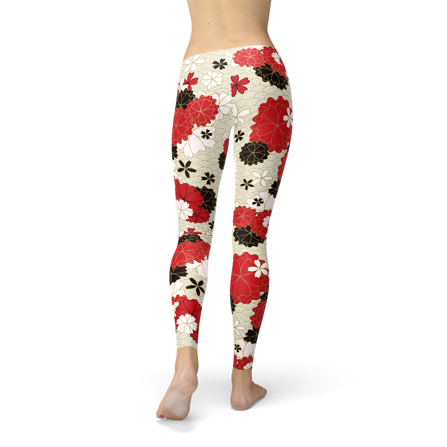 Leggings de mujer con estampado de flores de cerezo japonesas