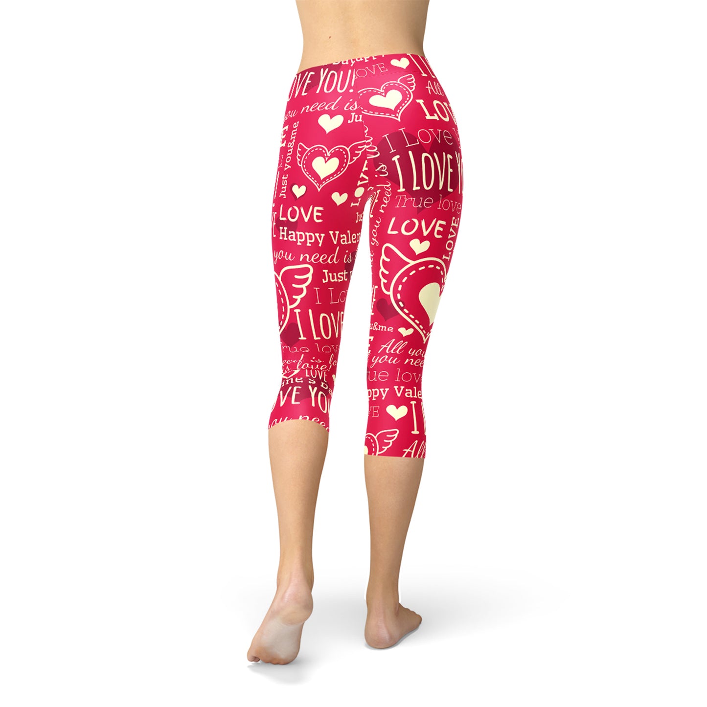 Leggings capri rojos con corazones de amor