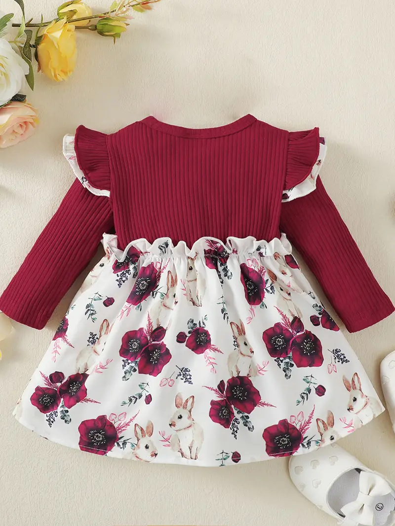 Vestido de niña con estampado floral de licra 