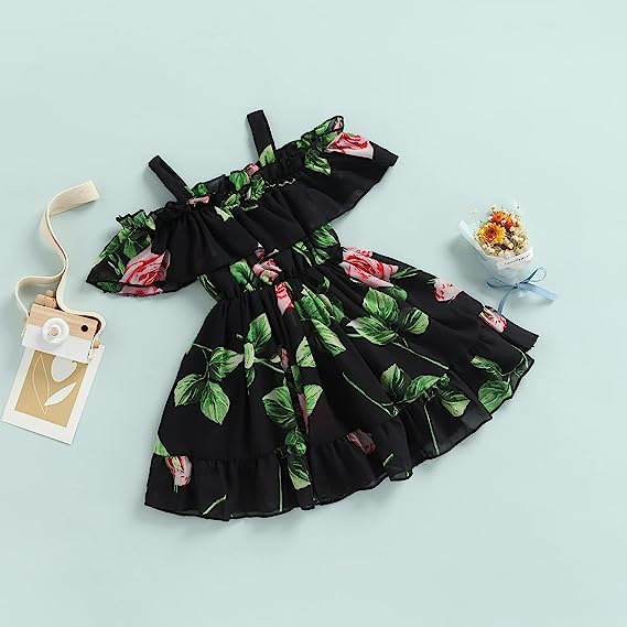 Vestido de lycra con estampado floral para niñas de 2 a 3 años 