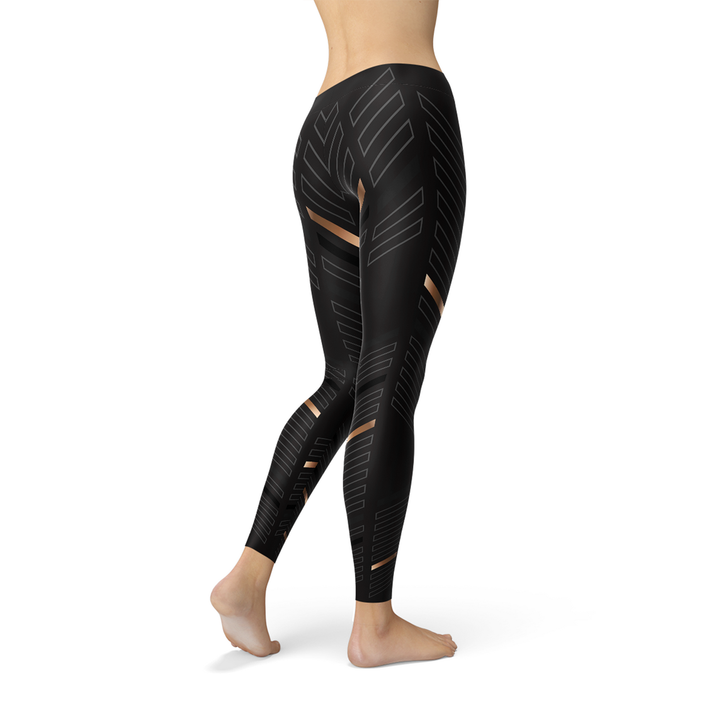 Leggings deportivos negros con rayas para mujer