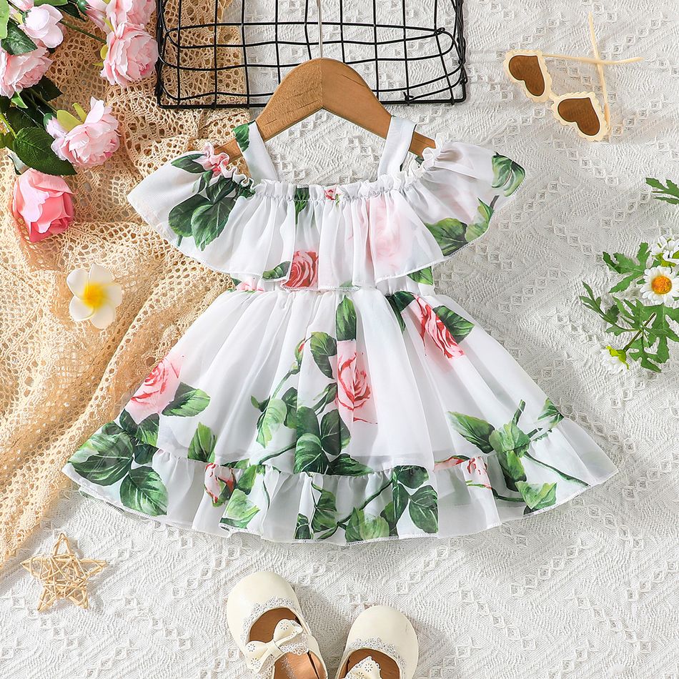 Vestido corto con estampado floral para niñas de 1 a 2 años 