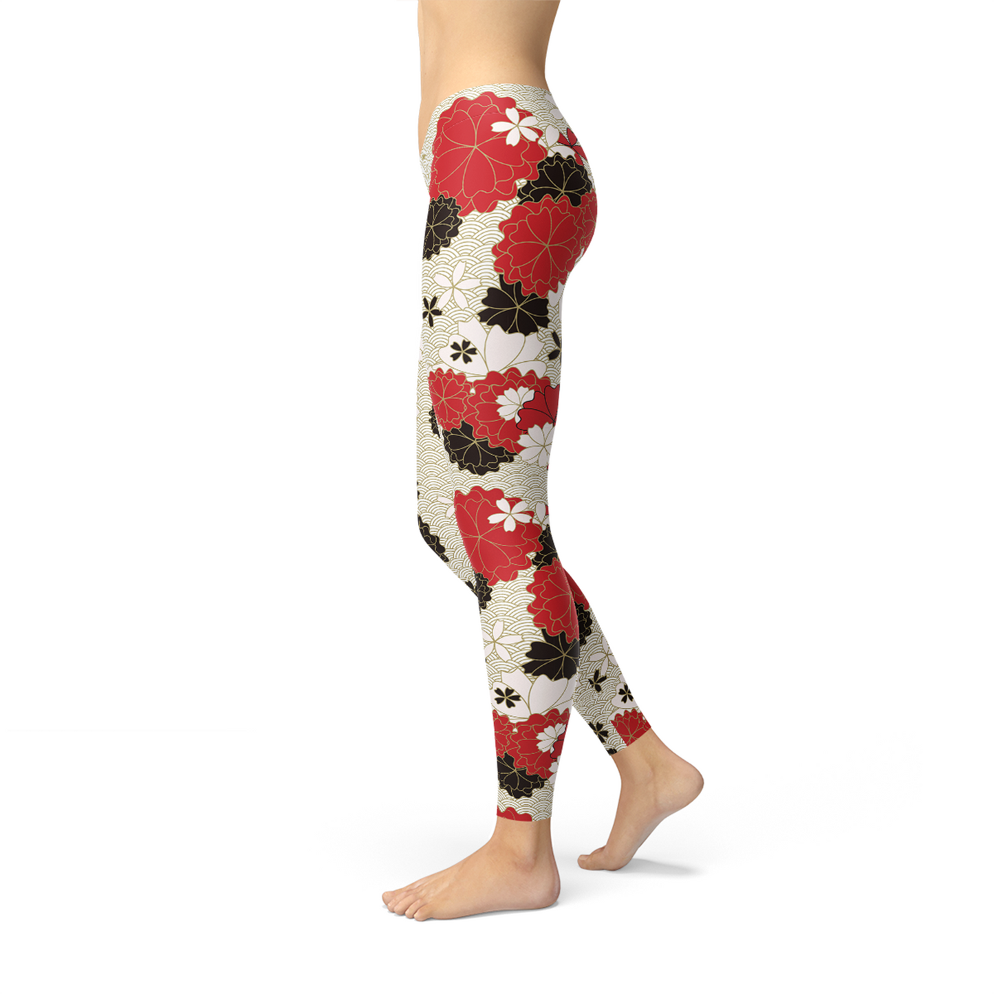 Leggings de mujer con estampado de flores de cerezo japonesas