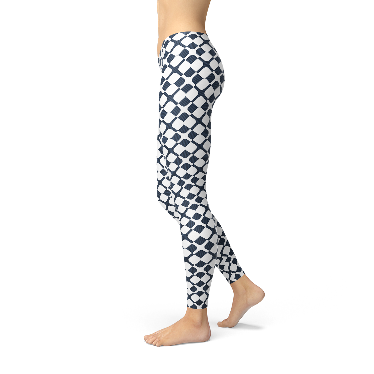 Leggings con mosaicos geométricos azules para mujer