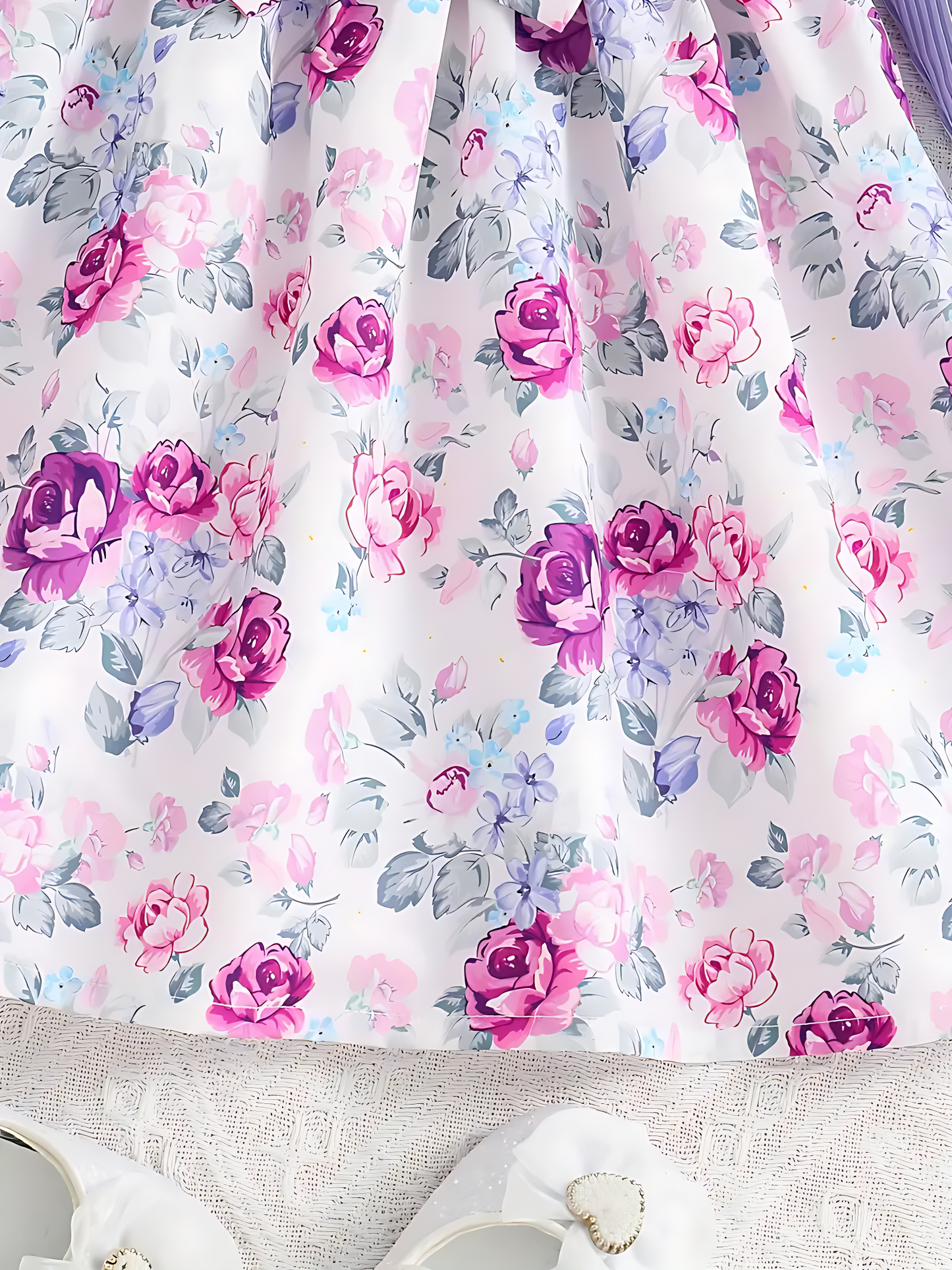 Vestido de niña con estampado floral de licra para niñas de 3 a 4 años 