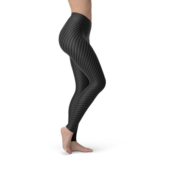 Leggings de fibra de carbono negros para mujer