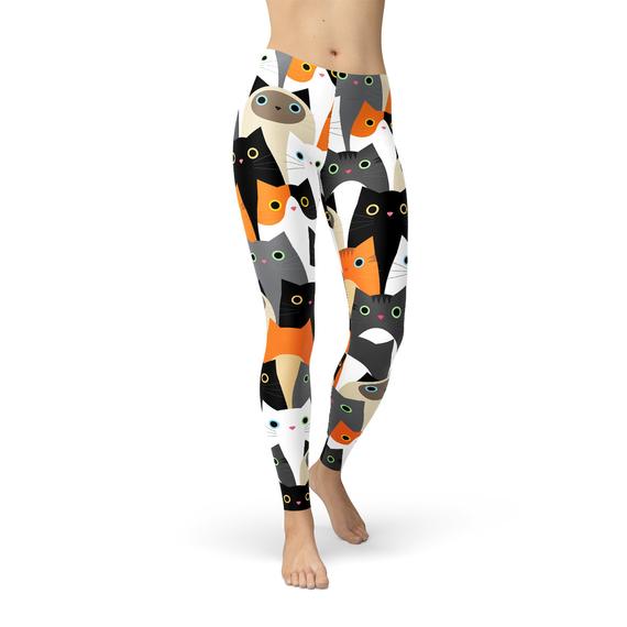 Womens All Over Print Cats Leggings