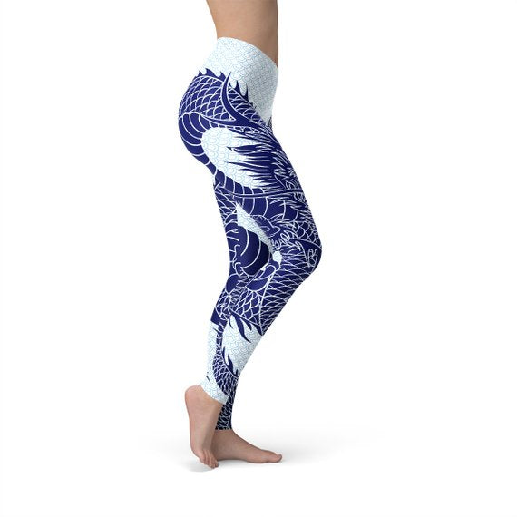 Leggings de mujer con diseño de dragón japonés