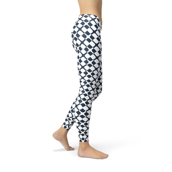 Leggings con mosaicos geométricos azules para mujer