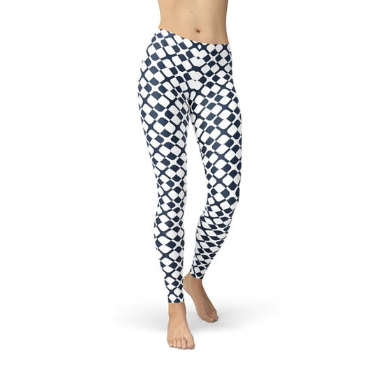 Leggings con mosaicos geométricos azules para mujer