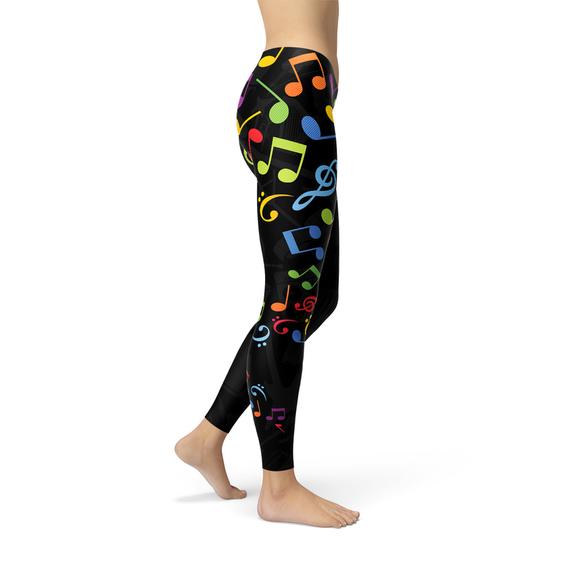 Leggings con notas musicales de colores para mujer