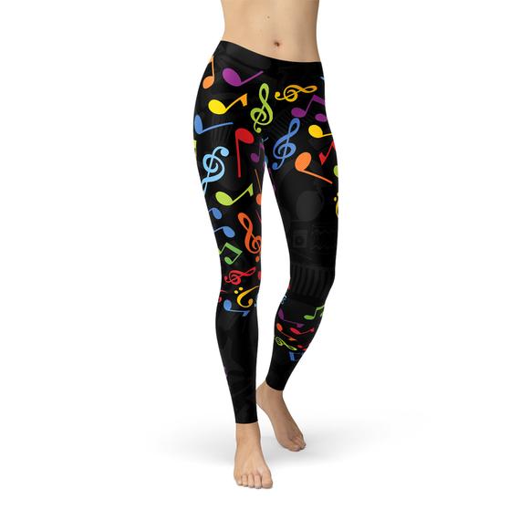 Leggings con notas musicales de colores para mujer