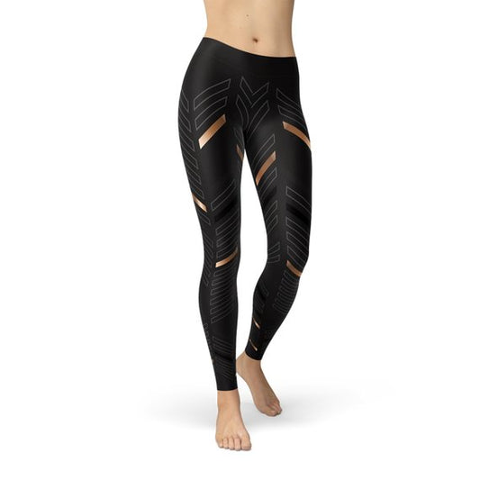 Leggings deportivos negros con rayas para mujer