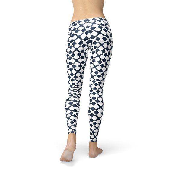 Leggings con mosaicos geométricos azules para mujer