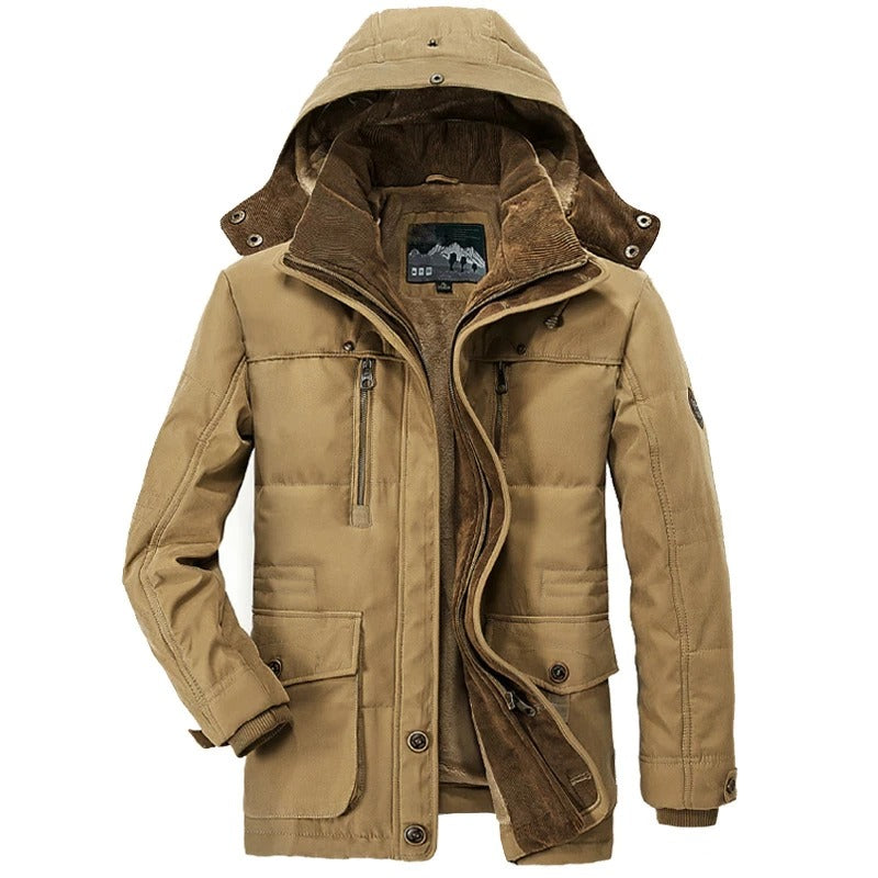 Parka de invierno con capucha y forro polar interior para hombre