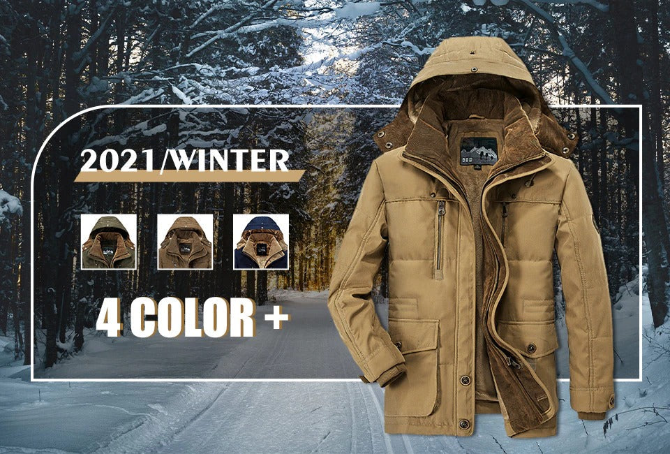 Parka de invierno con capucha y forro polar interior para hombre