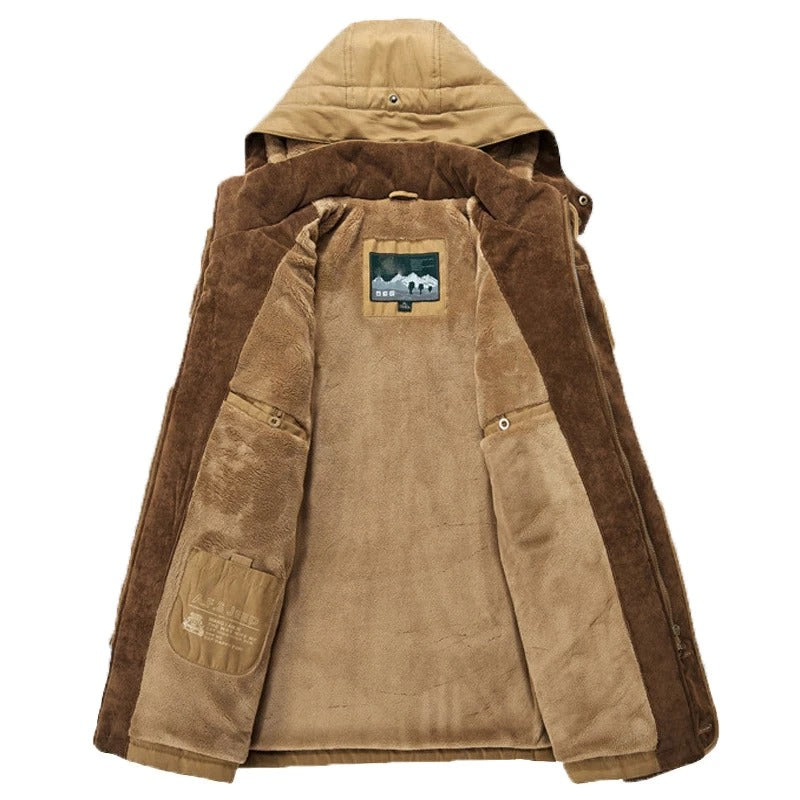 Parka de invierno con capucha y forro polar interior para hombre