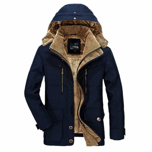 Parka de invierno con capucha y forro polar interior para hombre