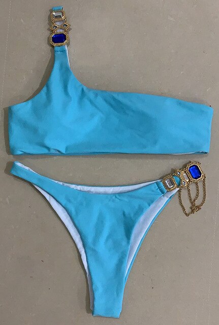 Bikini de lujo con diamantes de imitación y joyas para mujer